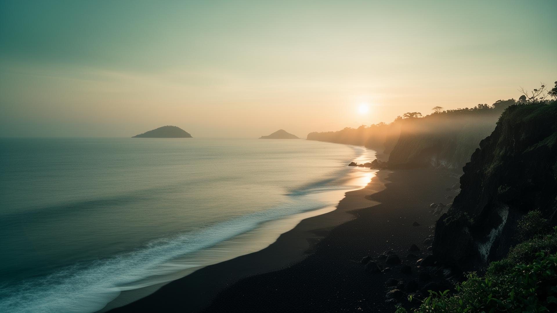Serene Indonesian coastal cliff at dawn